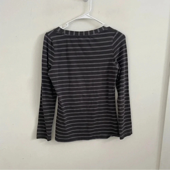 Boden scoop neck stripe grey tee 6 #WL666 - Picture 2 of 5